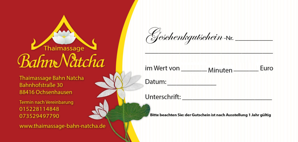 Gutscheine Thaimassage Bahn Nacha